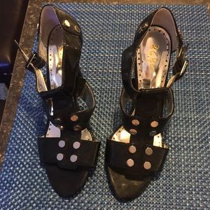 Bcbg strappy black embellished high heals